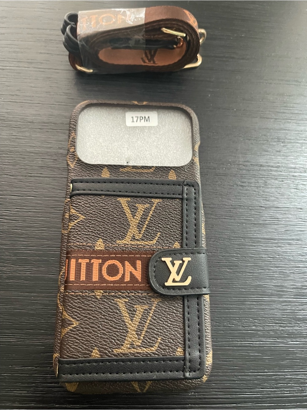 iPhone 17 pro max crossbody brown, black Phone Case with Card Pocket